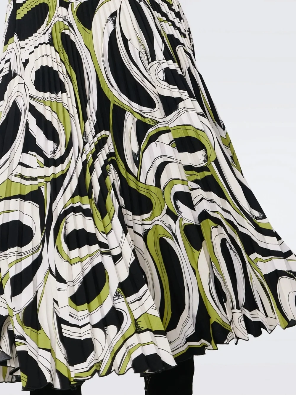 Diane von Furstenberg Mykola Pleated Midi Skirt Cassette Tape Shadow Green NWT